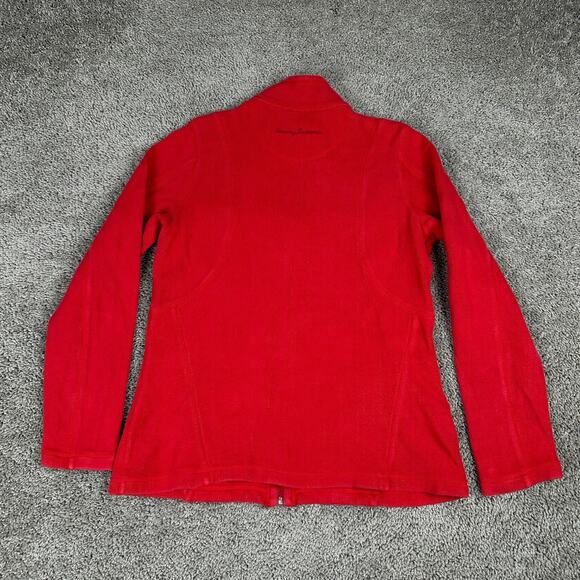 Tommy Bahama Sweater Womens Medium Red Knit Marlin Logo Full Zip Ladies - Picture 6 of 10